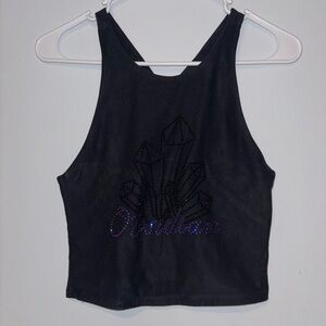 Abercrombie & Fitch "Obsidian" Crystal Crop Stop Cross Straps